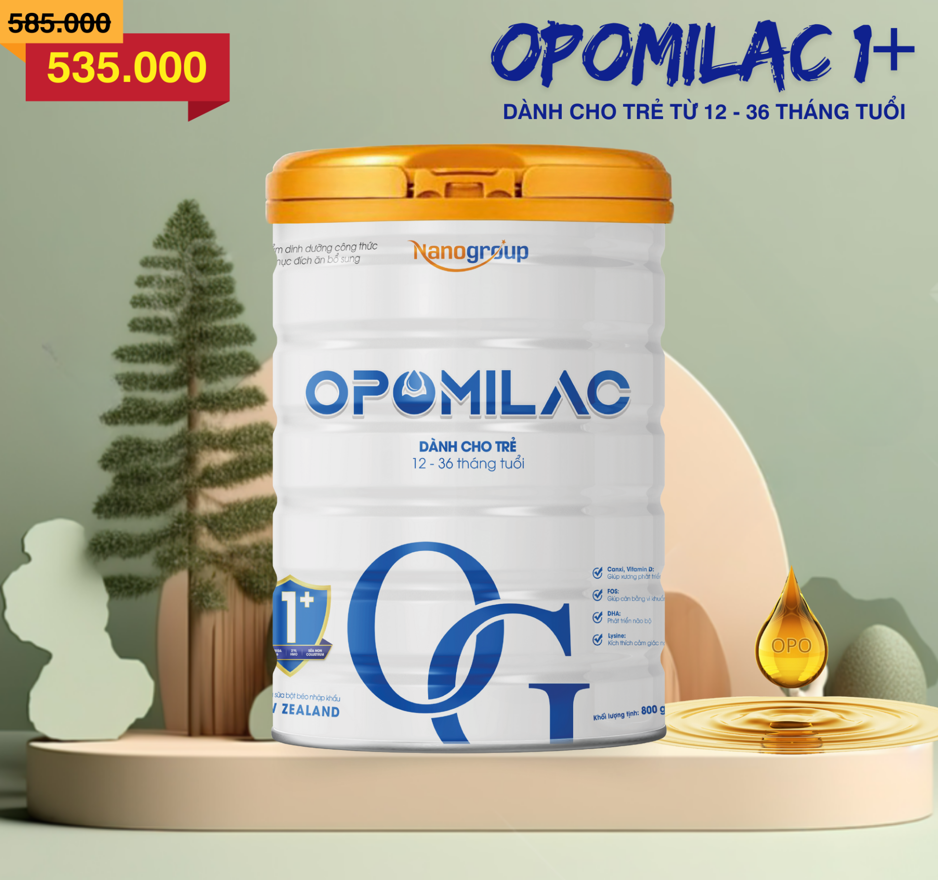 Sữa trẻ em OPOMILAC 1+ (Từ 12 - 36  tháng tuổi)